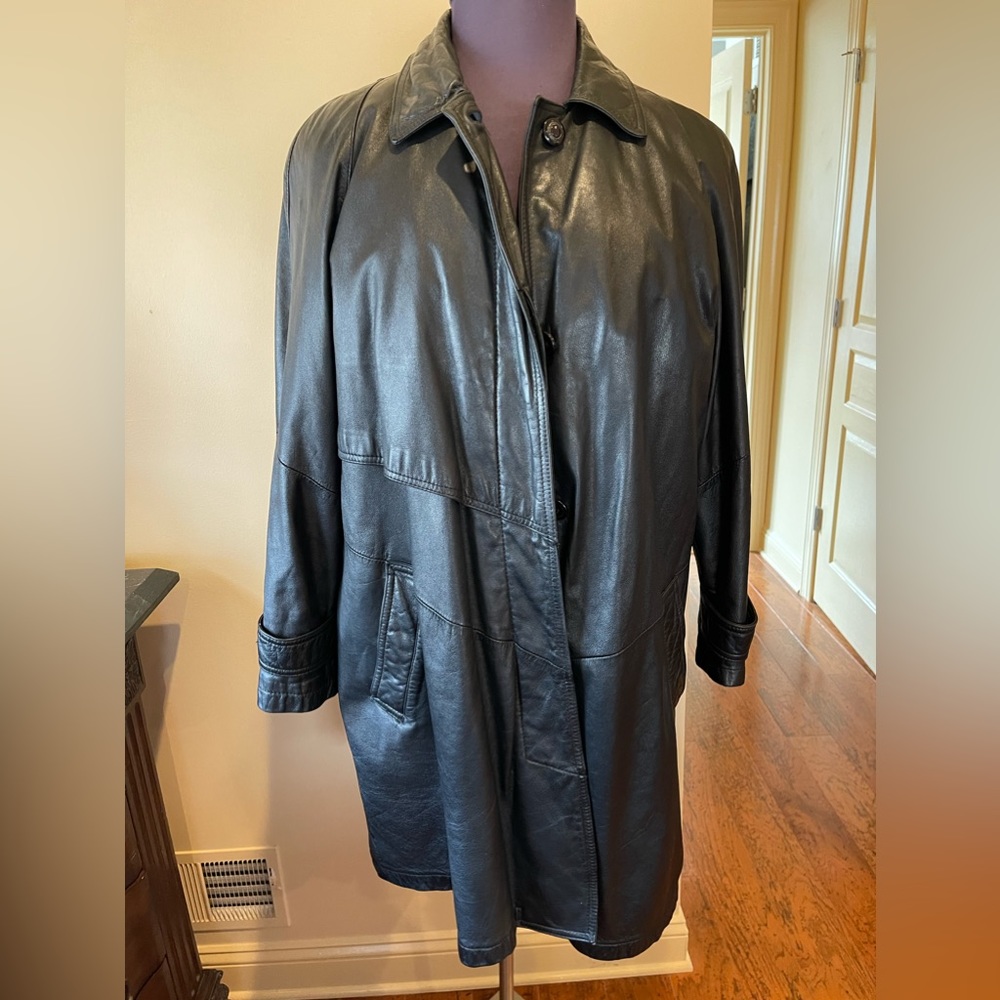 Vintage Wilson THINSULATE 3M Leather Trench Coat Women Removable Liner XL